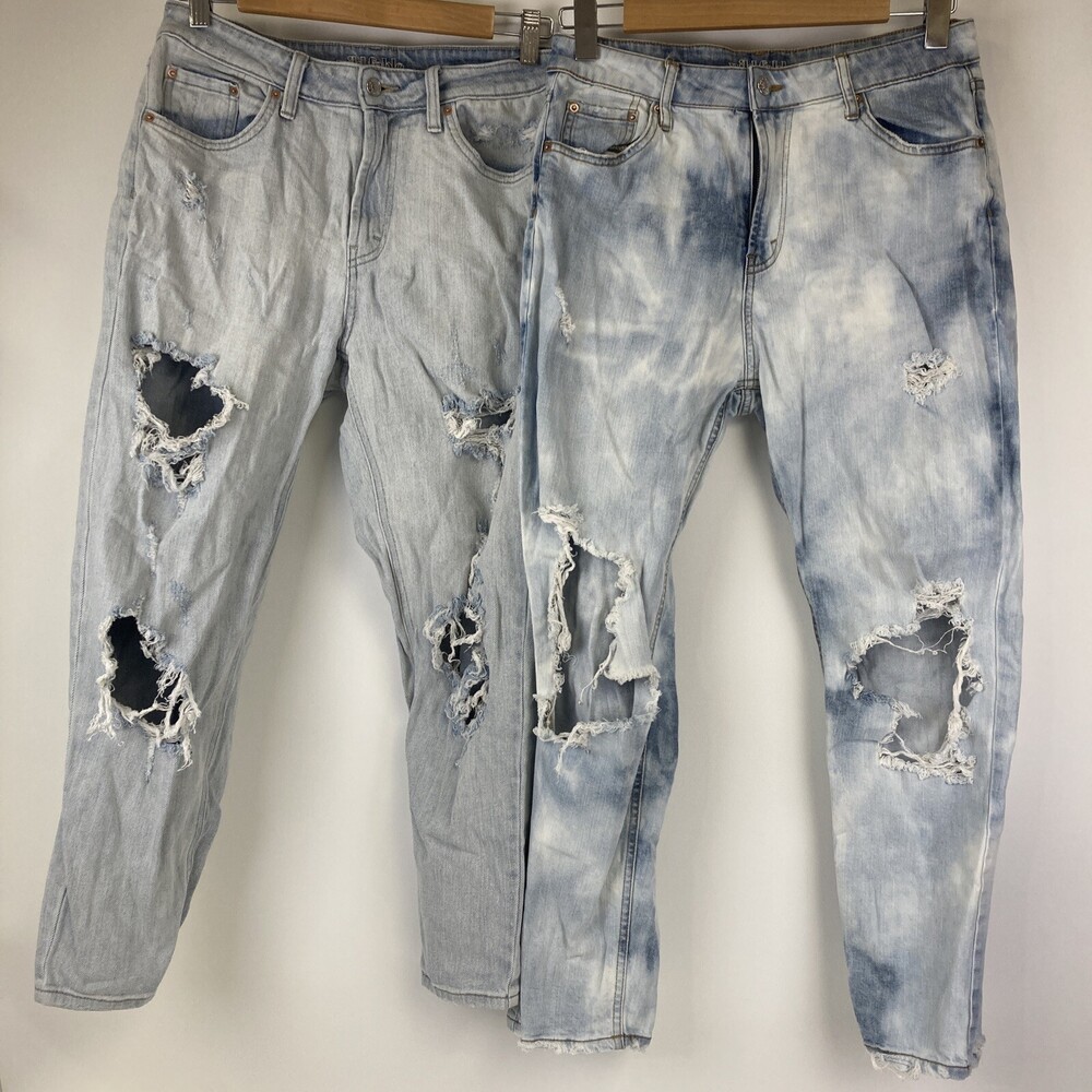 Lot of 2 Wild Fable 29" Waist Denim High Rise Taper Mom Jean Acid Wash Sz 4 & 6